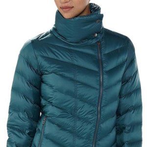 Patagonia Women's Prow Down Puffer Jacket Teal Large Full Zip Goose Down EUC
